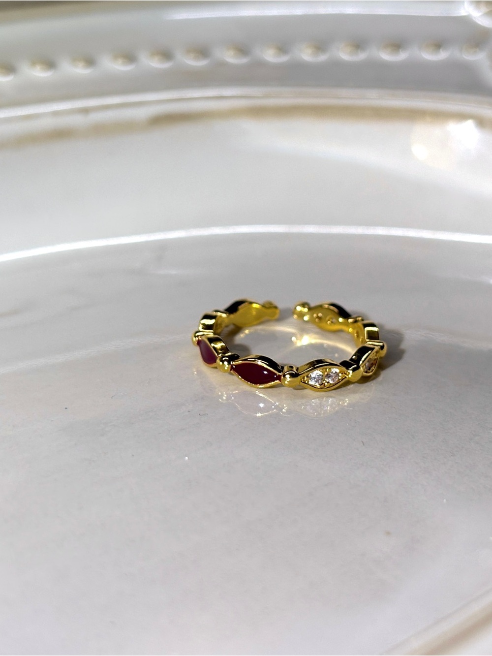 Gold Plated Pink Accent Open Band Ring